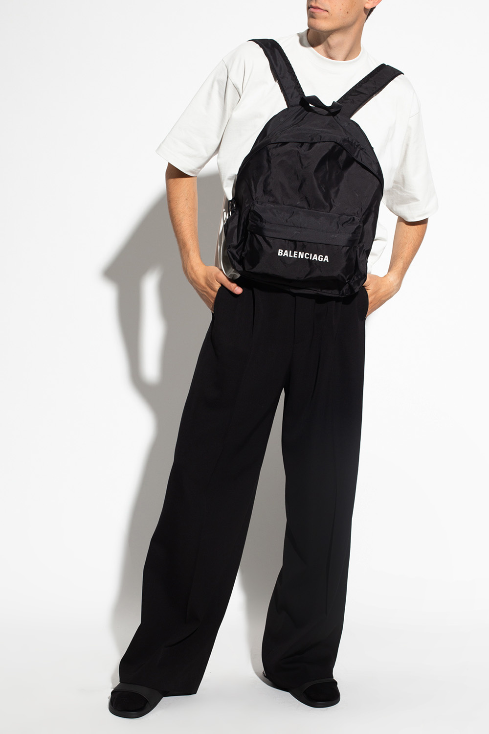 Balenciaga Allover Logo Print Crewneck Sweatshirt 'Black
